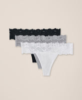 Organic Lace Waist Thong 3-Pack