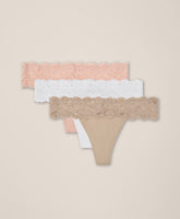 Organic Lace Waist Thong 3-Pack