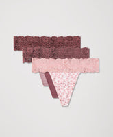 Organic Lace Waist Thong 3-Pack