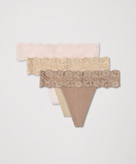 Organic Lace Waist Thong 3-Pack