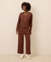 Organic Thermal Waffle Wide Leg Pant