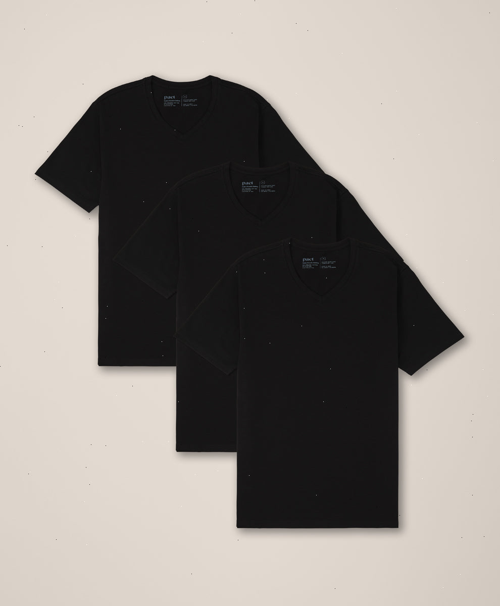 Organic Luxe Stretch Jersey Slim V-Neck 3-Pack