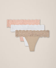 Organic Lace Waist Thong 3-Pack