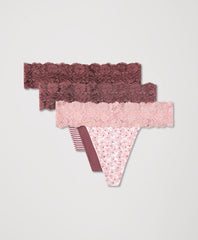Organic Lace Waist Thong 3-Pack