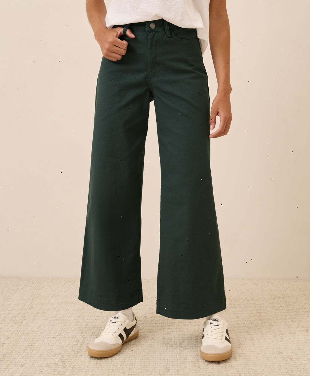 Organic Stretch Twill Wide Leg Pant