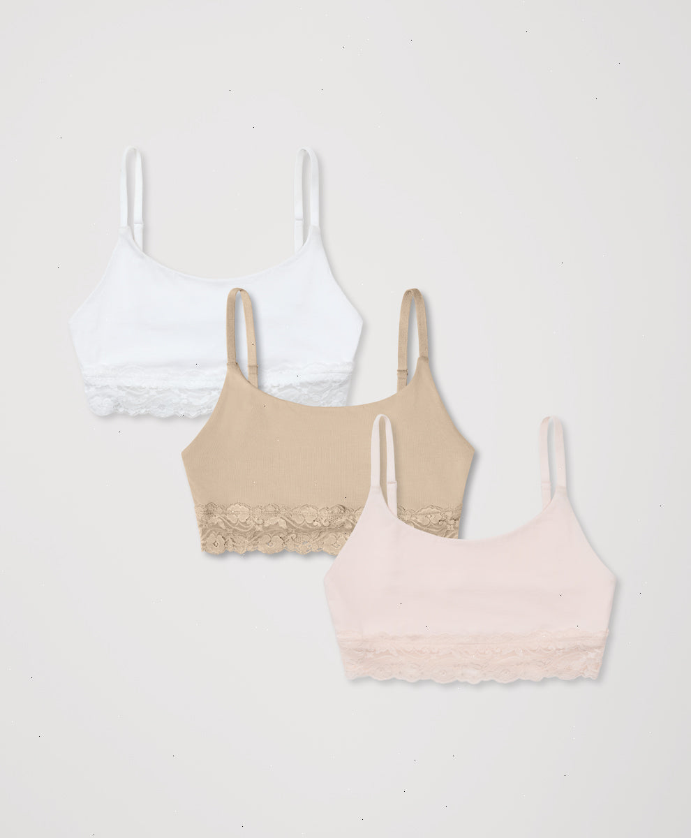 Organic Lace Modern Scoop Bralette 3-Pack